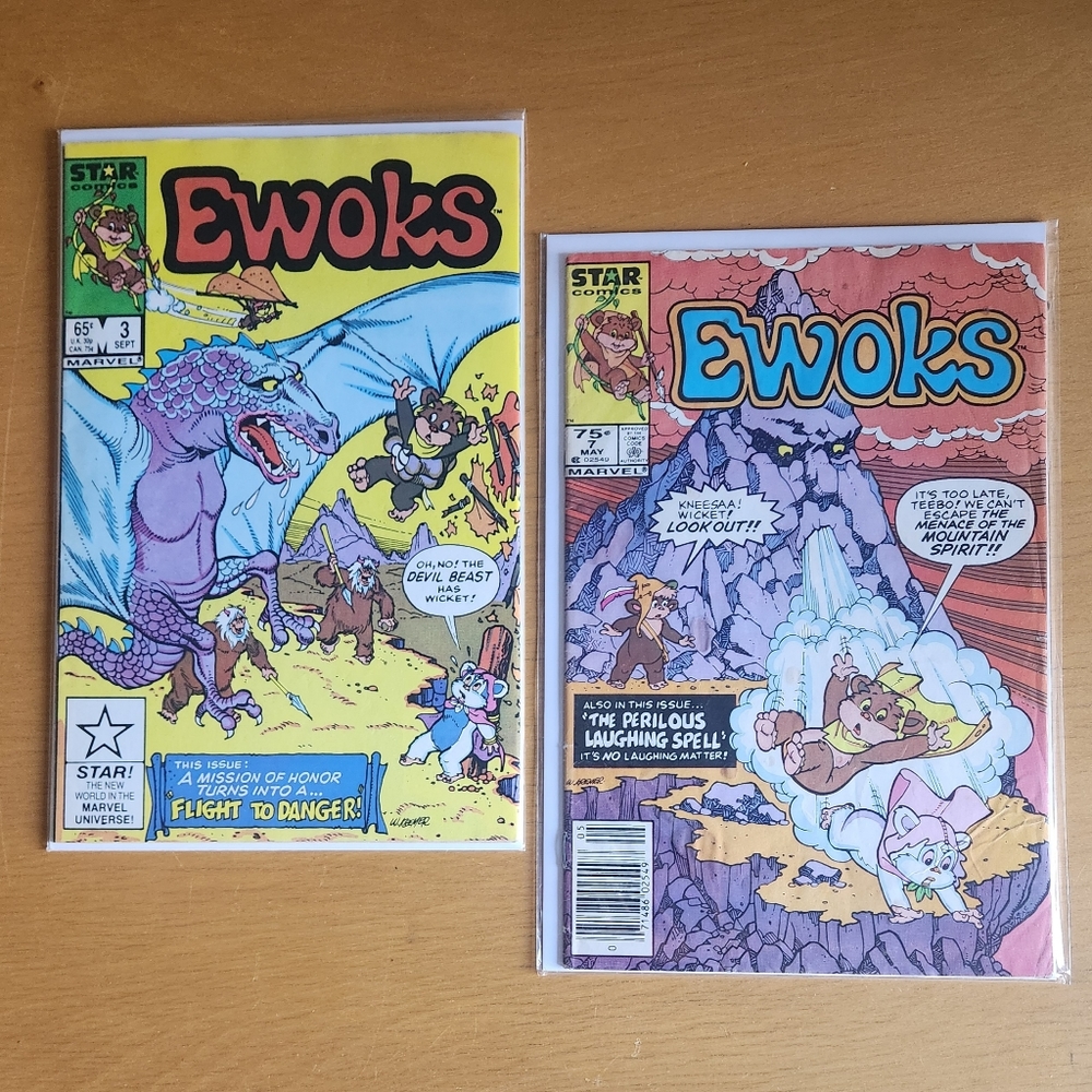 Star Wars Ewoks #3 & #7, 1980s Marvel comic books (Lot of 2)
